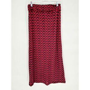Ultra Flirt Long‎ Deep Red & Black Herringbone Pattern Skirt Medium